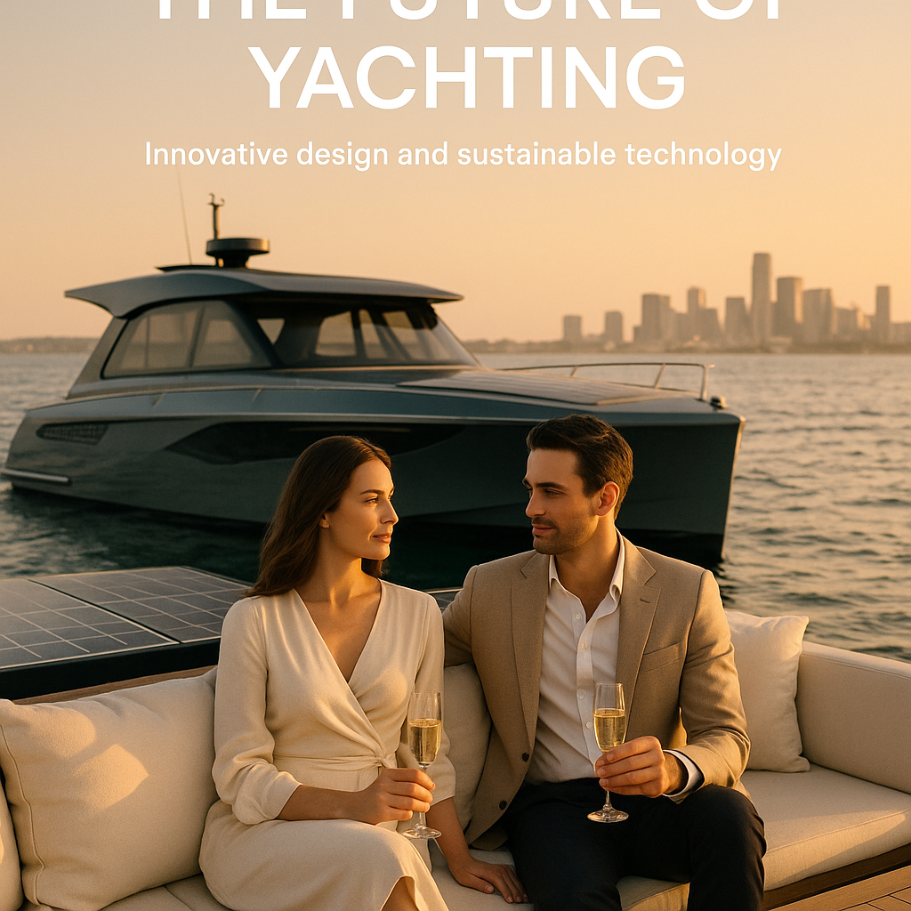 Marina charging and operational scene: electric tender docked at a modern marina charging point with DC fast-charger connected; crew reviewing charging status on a tablet and preparing passengers for a sea trial.